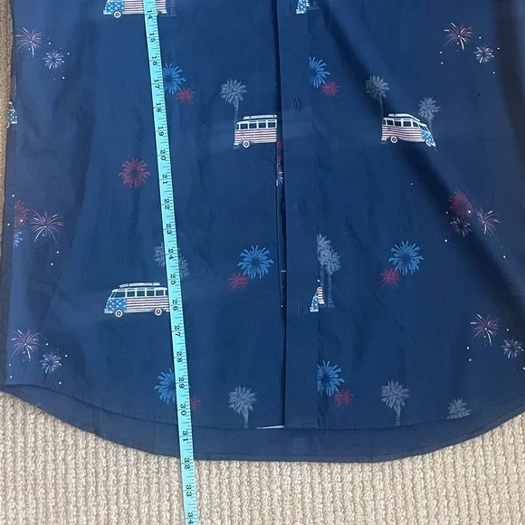 Travis Mathew Men's What Goes Up Button Up Blue American Flag Fireworks Size XL - Picture 12 of 12